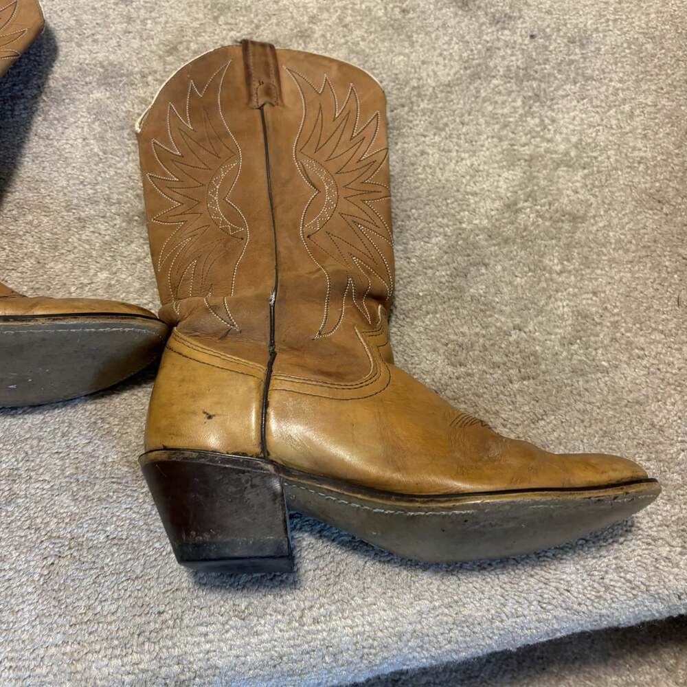 Acme Western Cowboy Boots Women's 7C USA Made Brown VTG Lined - Picture 7 of 11